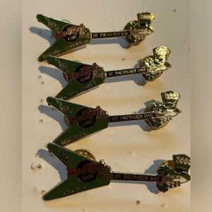 Set of 4 Hard Rock Cafe pins St. Patrick's Day 2000 Flying V Guitar Series